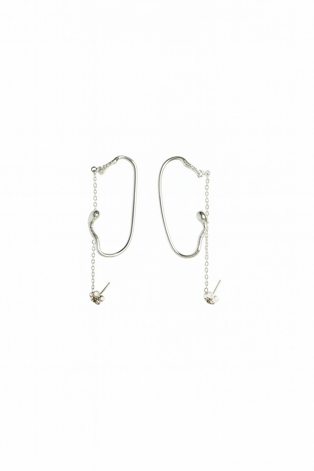Silver-Toned Cubic Zirconia-Studded Ear Cuff Earrings