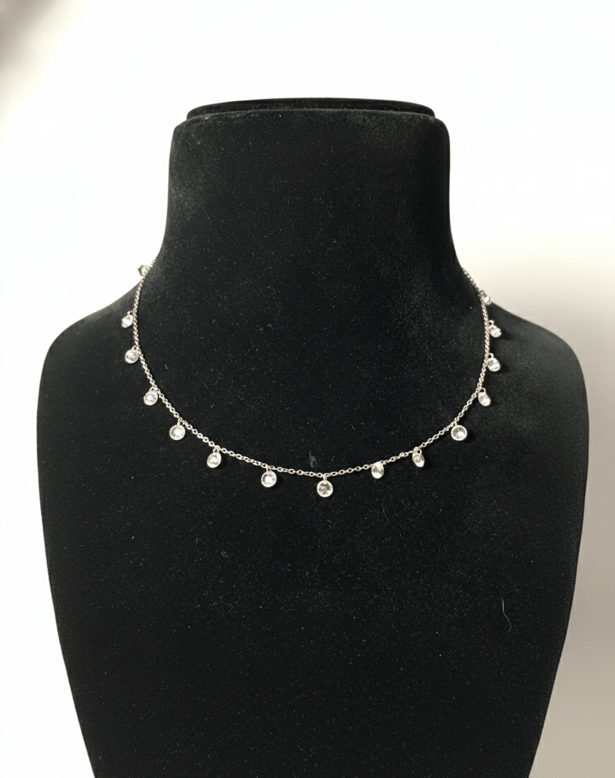 Sterling Silver Crystals Necklace(1)