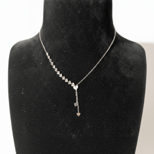 Silver Necklace with Multiple Heart-Shaped Charms