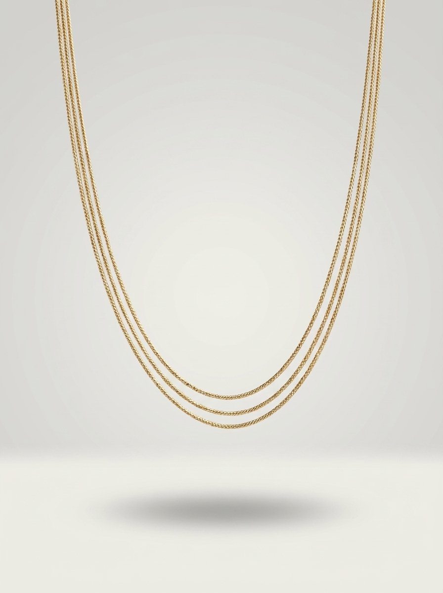Elegant Triple Layer Gold Chain Necklace
