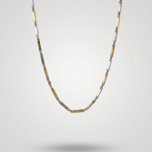 Elegant Two-Tone Bar Link Chain Necklace