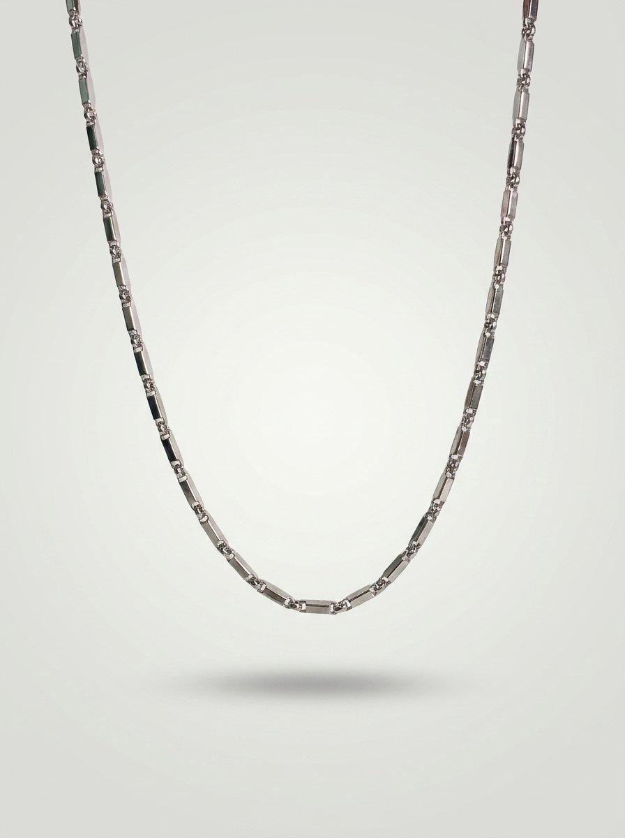Modern Silver Bar Link Chain Necklace
