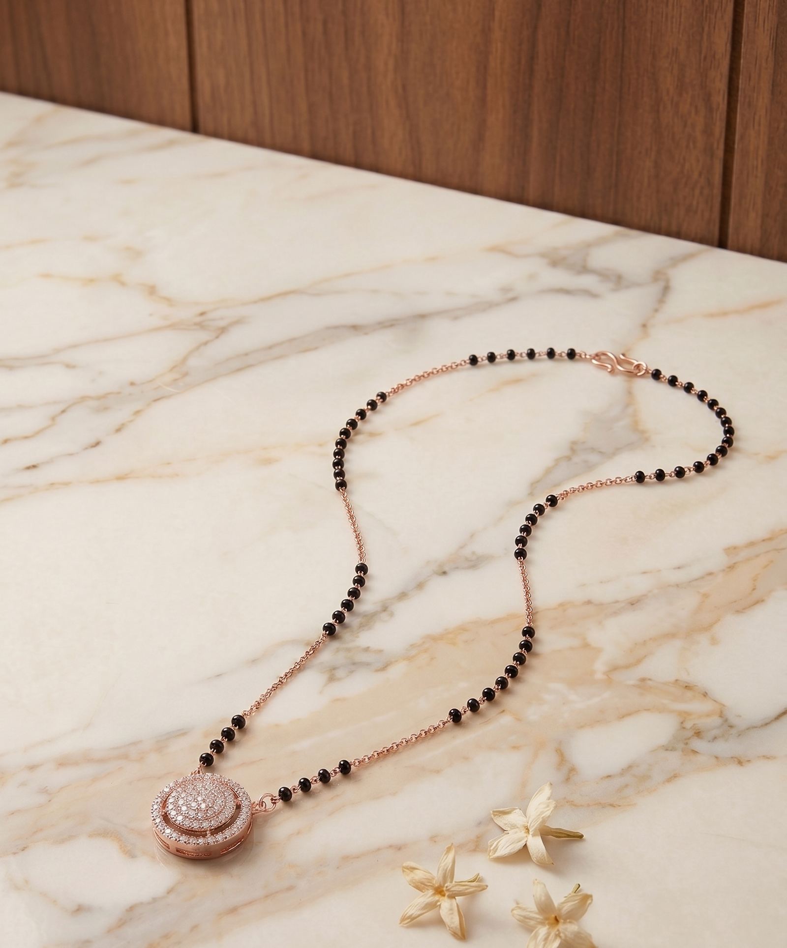 Celeste Rose Gold Mangalsutra Pendant Necklace