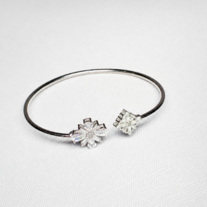 Elegant Floral Crystal Open Bracelet