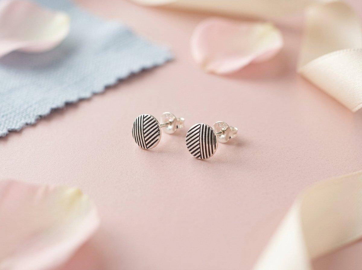 Minimal Stripe Pattern Stud Earrings