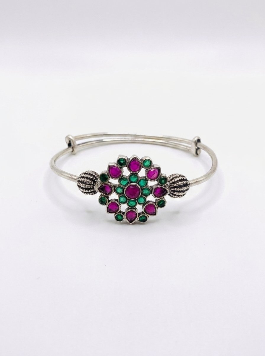Traditional Floral Stone Kada Bracelet