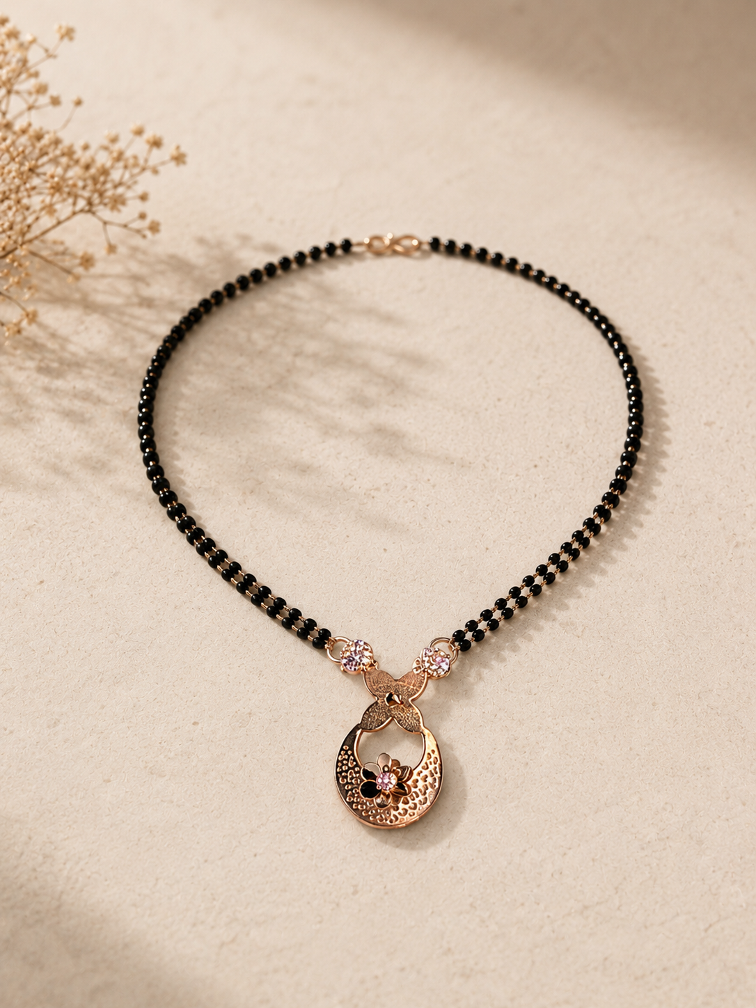 Roselle Bloom Rose Gold Plated Sterling Silver Mangalsutra