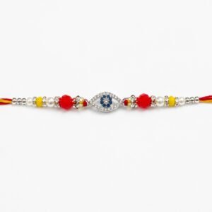 Evil Eye Rakhi for Brother | Red Yellow Beaded Raksha Bandhan Thread