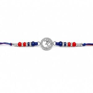 Om Rakhi for Brother | Red Blue Beaded Spiritual Raksha Bandhan Thread